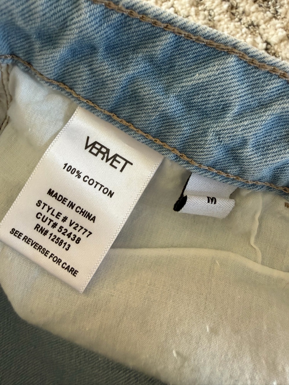 Women’s Two-Tone Distressed Denim Shorts in White and Light Blue - Picture 3 of 5